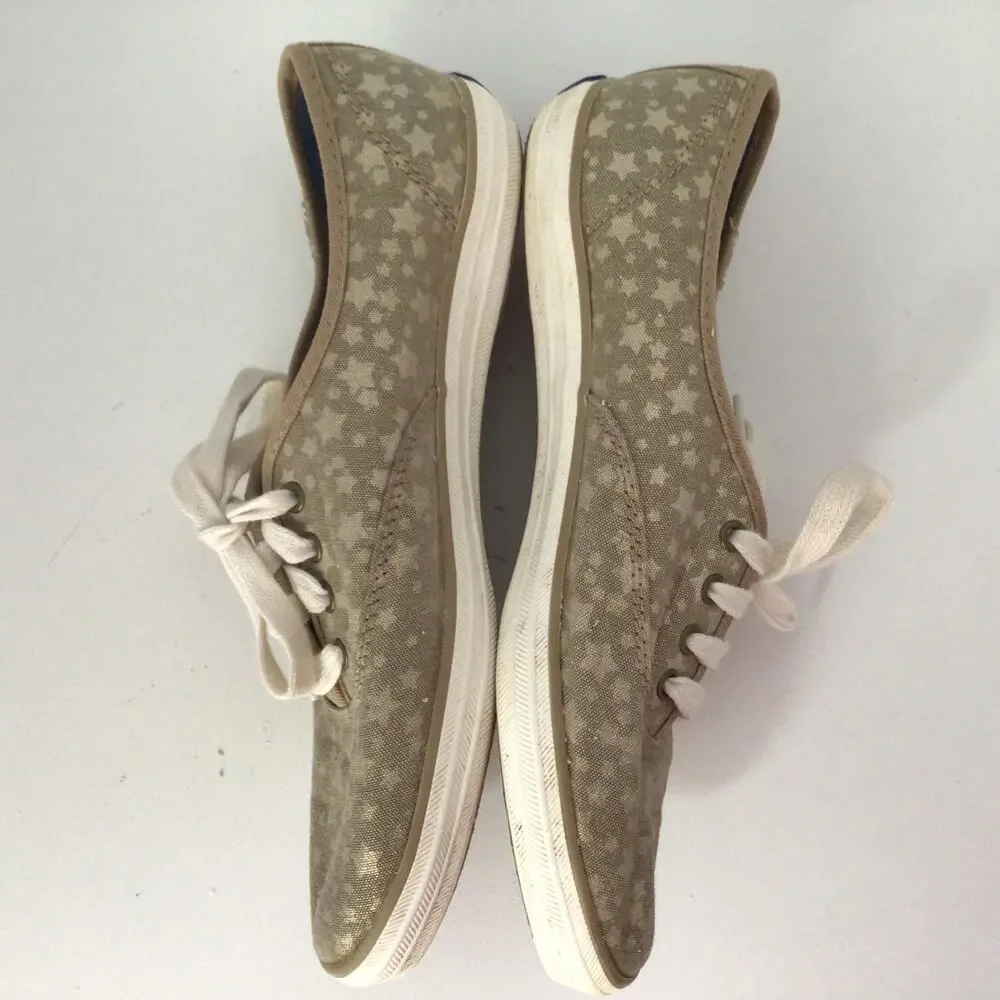 Keds Shimmering Gold with Stars Sneakers Sz 6